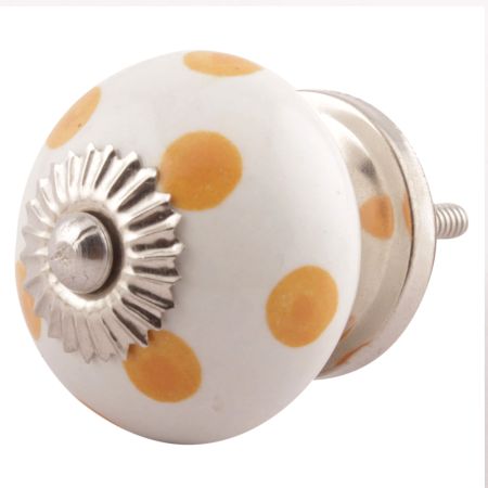 Mustard Dotted Ceramic Floral Drawer Knobs Online
